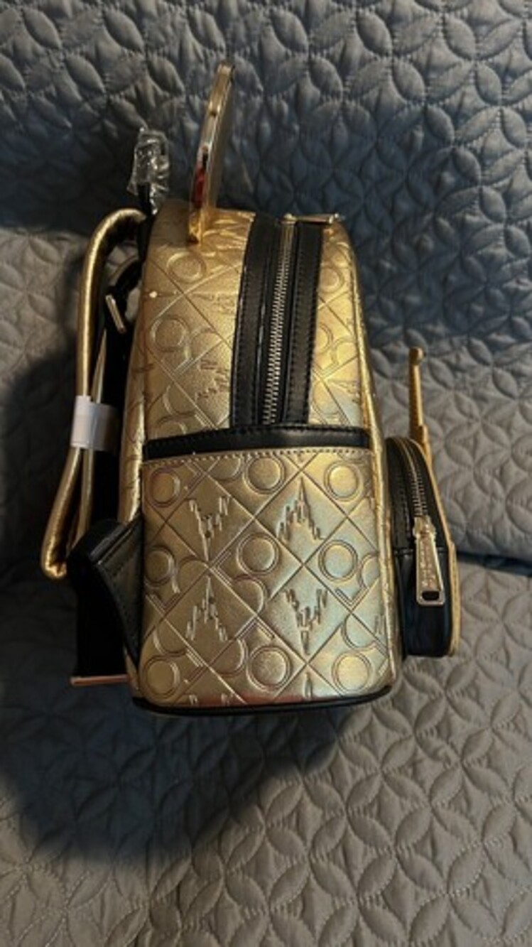 NWT Disney World 50th Anniversary Leather Gold Luxe Loungefly Backpack Set - Picture 5 of 7
